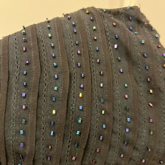 Adrianna Papell Black Silk Multi-color Beaded Formal Dress Size 6 - Picture 5 of 6